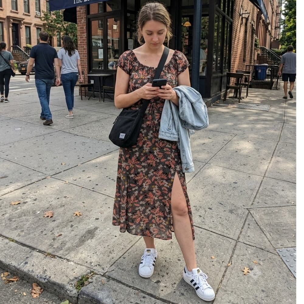 Floral Rayon Midi Dress w/ Leg Slits